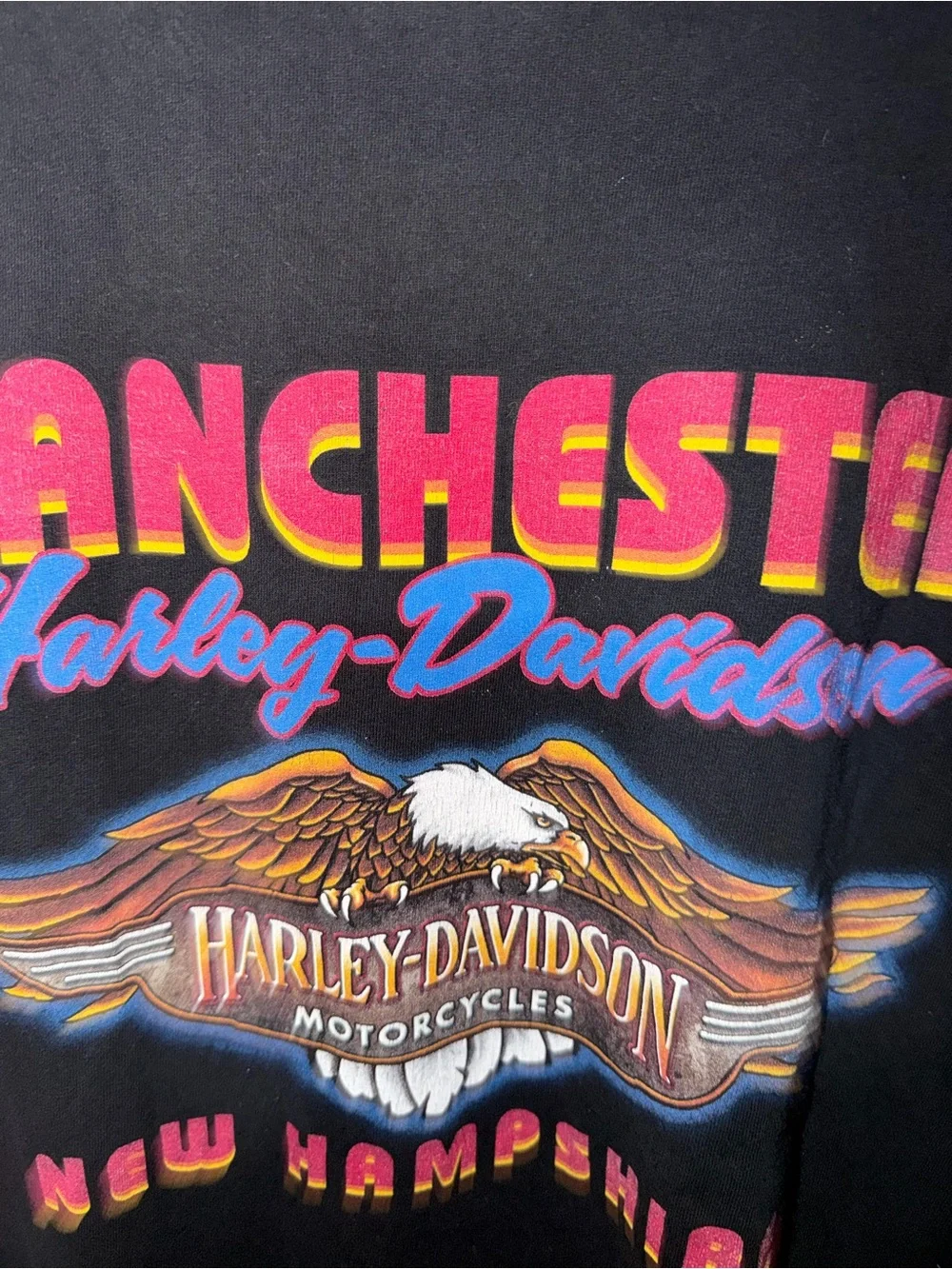 Ladies size large Harley-Davidson Black Tee with Multicolors